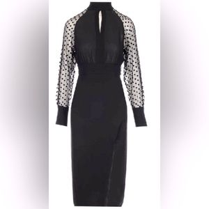 SHEIN Privé Plus Dobby Mesh Keyhole Neck Dress